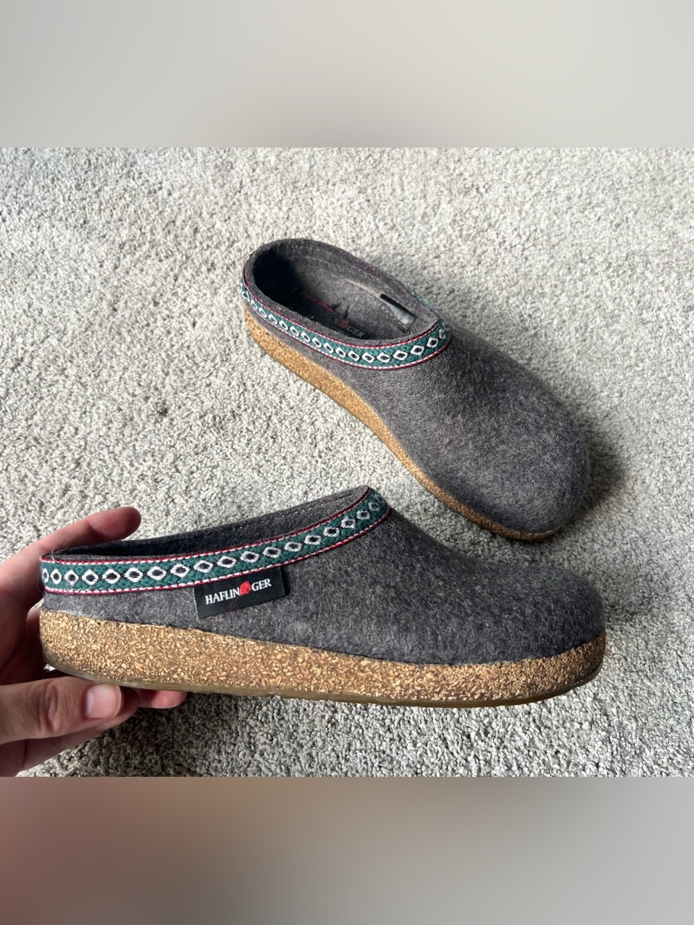 Haflinger Gz Classic Grizzly Women’s Size 39 Slipper Clogs Gray Wool Mules